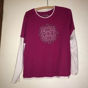 Pink and white long sleeve shirt